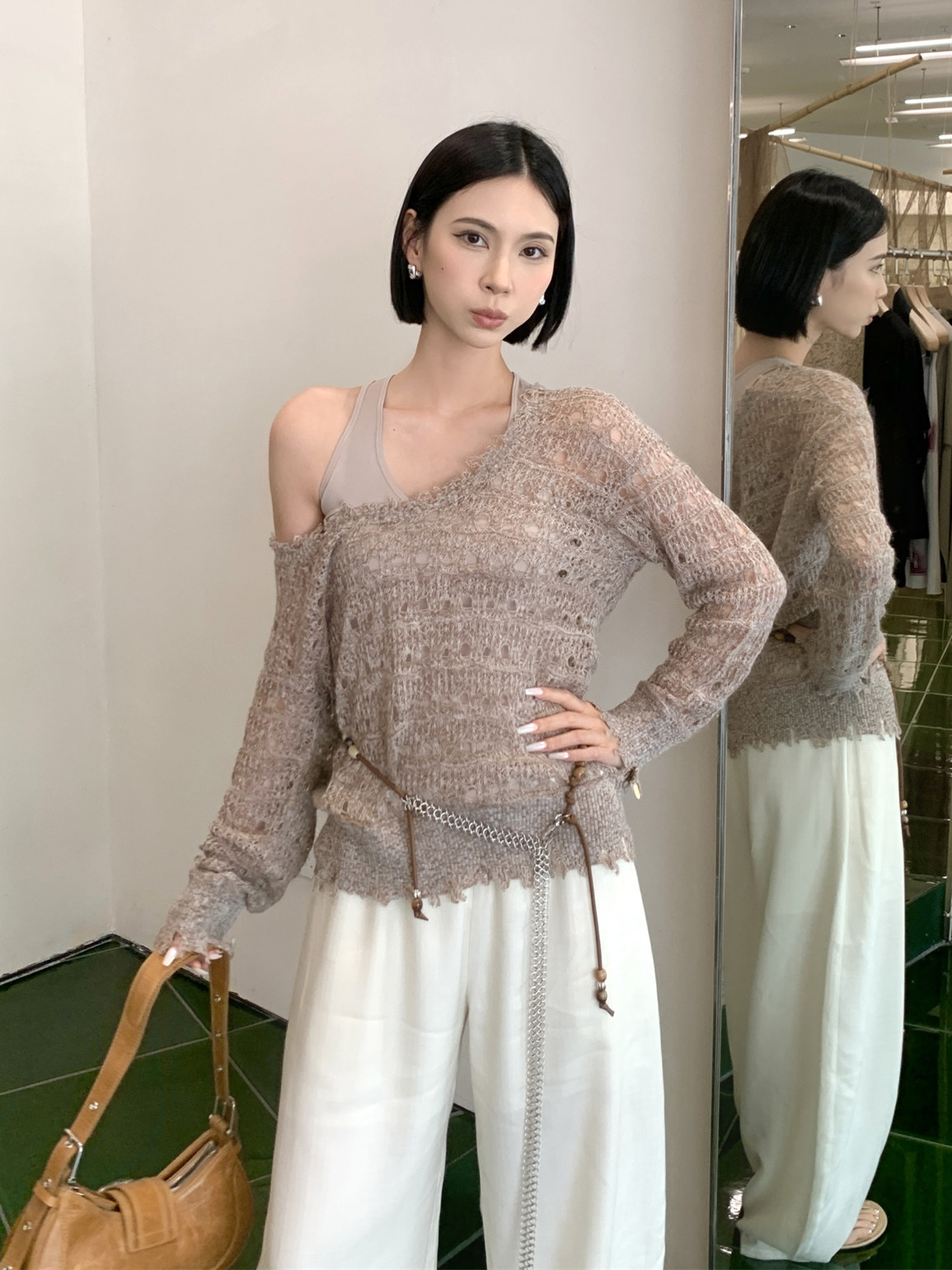 24春夏新款镂空蕾丝羊毛衫SOLSOL