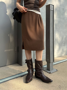 24春夏新品 KAJO设计师品牌 SOLSOL买手店 缎感松紧半裙 五折