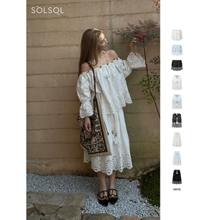 SOLSOL买手店ODTD25早春新品 浪漫提花度假感一字肩上衣半身裙马甲
