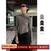 25秋冬新品 CNLEEWEI 设计师 可拆玫瑰蕾丝绑带卷边针织打底上衣