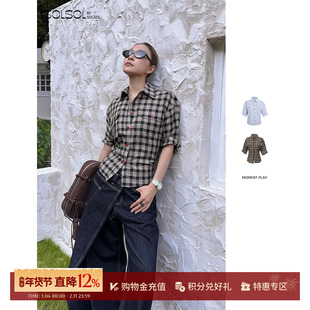 MOMENTPLAY 设计师品牌 25秋冬新品 解构造型短袖格子衬衫SOLSOL