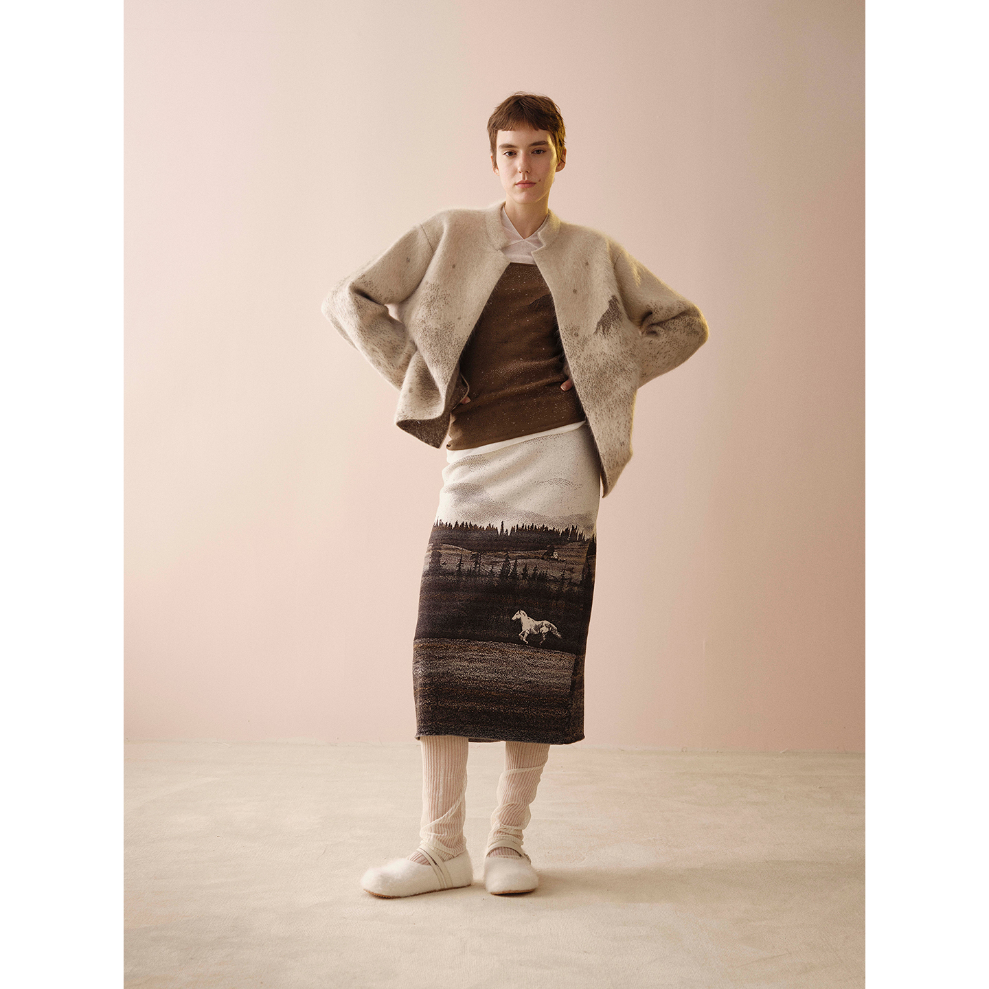 SWAYING/KINT 设计师 26早春新品 牦牛绒提花外套 SOLSOL