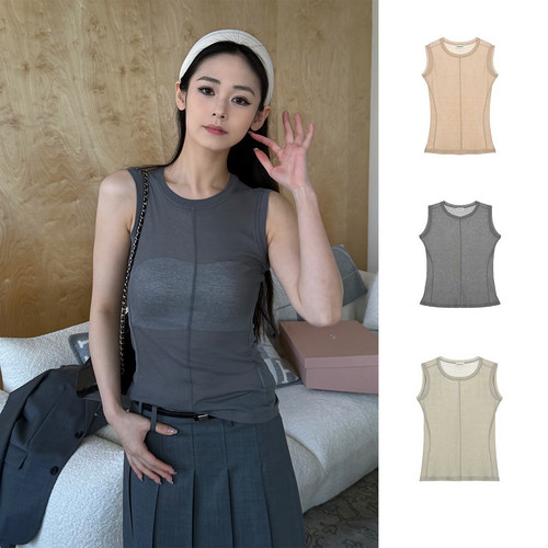 THE MEANING OF 设计师品牌  修身圆领无袖上衣 SOLSOL买手店