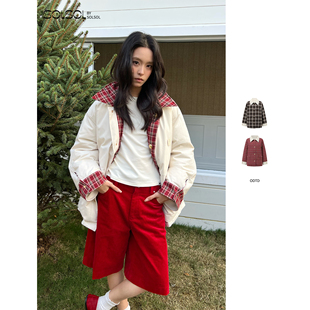 ODTD 撞色格子正反两面穿90鹅绒羽绒服SOLSOL 设计师25秋冬新品