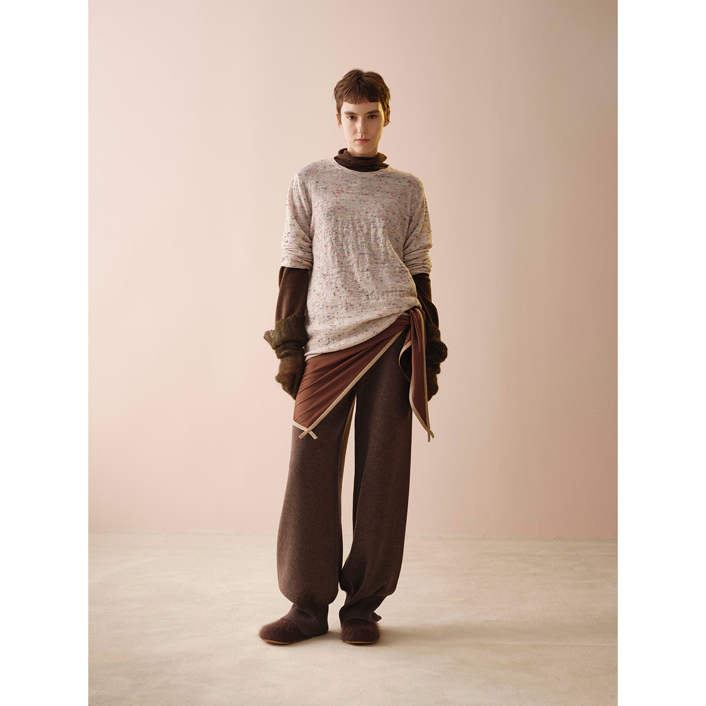 SWAYING/KINT羊毛螺纹束脚裤