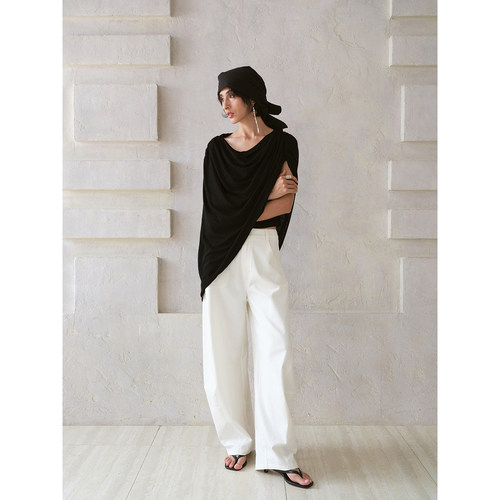 IISENSE休闲羊毛褶皱披肩上衣