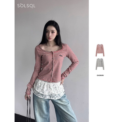 OIIORIRI 设计师品牌 25春夏 条纹U领剪边长袖开衫 SOLSOL买手店
