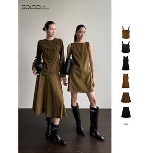 绒面皮分割式 26早春 设计师 SOLSOL 半裙 连衣裙 开襟背心 IMMI