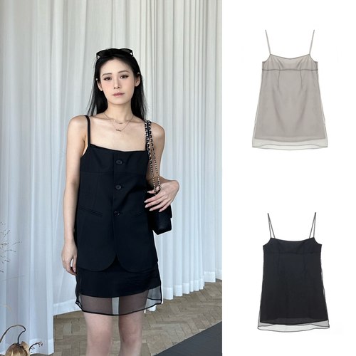 THE MEANING OF 设计师品牌  透感细吊带连身短裙 SOLSOL买手店