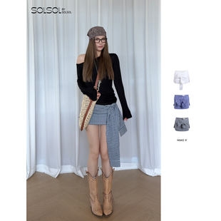 系带低腰A字裙 MAKE 25早秋新品 设计师品牌 SOLSOL