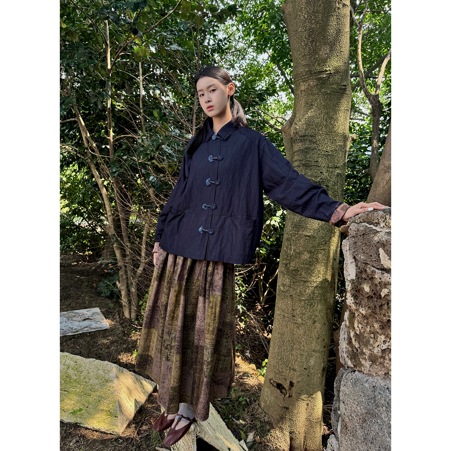 RAWSTONE拼色袖口翻领外套女