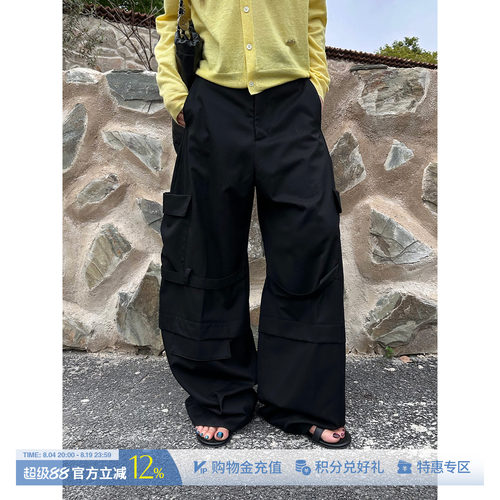 ETHOR休闲黑色多口袋工装长