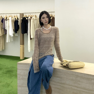 24秋冬新款 SOLSOL 设计师品牌 DEEPMOSS 蕾丝镂空羊毛上衣 买手店