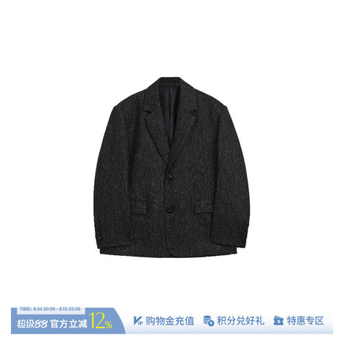 ETHOR休闲羊毛人字纹西装