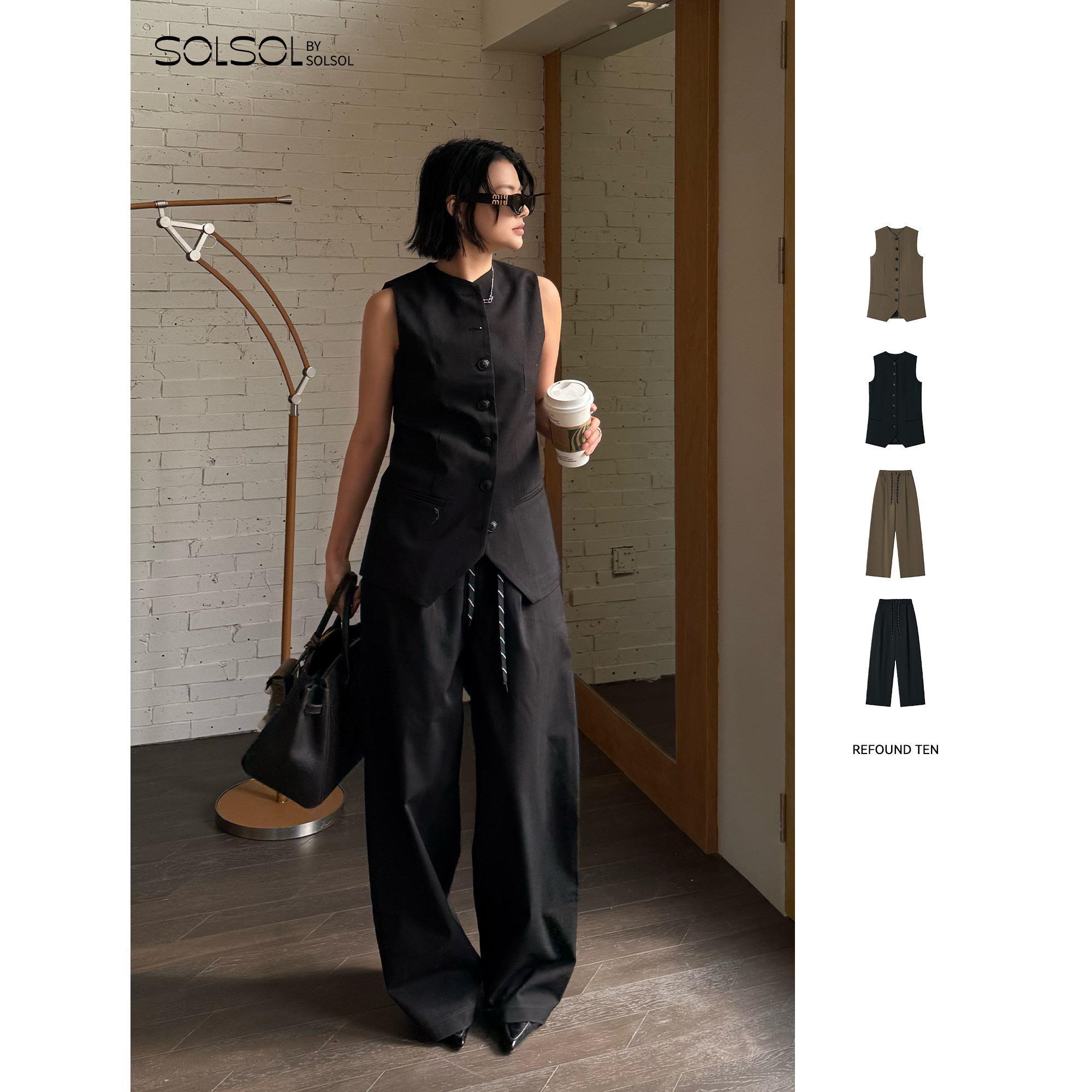 REFOUND TEN 设计师 26春夏新品 精纺羊毛复古西裤/马甲 SOLSOL,女装/女士精品,休闲裤,淘宝优惠券,粉丝福利购,淘宝优惠卷