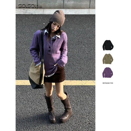 REFOUNDTEN秋冬羊毛松针polo衫