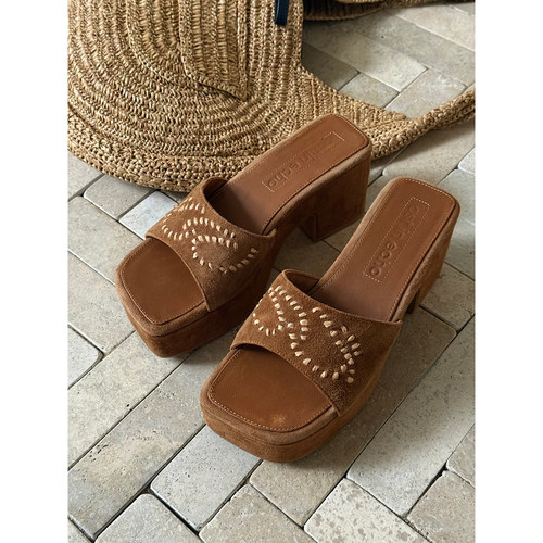 LOSTINECHO编织厚底粗跟凉拖