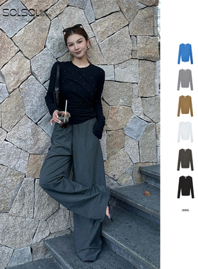 IMMI 设计师品牌 25早秋新品 烫钻双层扭扭长袖上衣 SOLSOL买手店