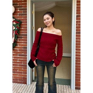 绞花一字肩针织上衣 25秋冬新款 SOLSOL买手店 设计师品牌 ODTD