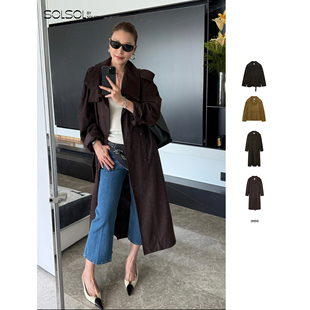 短外套 IMMI SOLSOL 羊皮大翻领阔肩长大衣 牛 设计师品牌 26早春