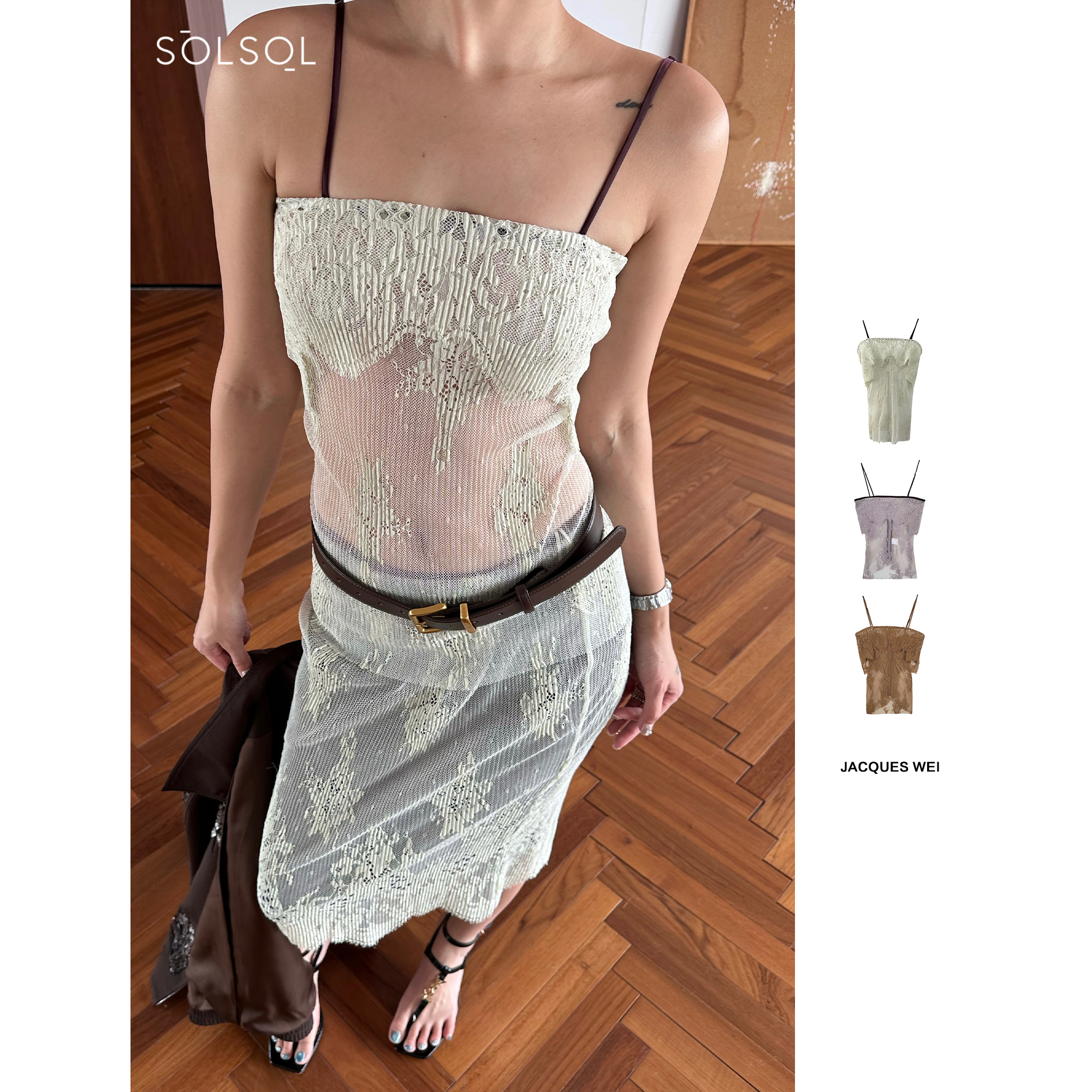JACQUES WEI设计师品牌 25春夏新款 蕾丝透感吊带  SOLSOL买手店