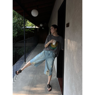 破洞洗水牛仔中裤 25春夏 SOLSOL买手店 设计师品牌 MANZANILLA