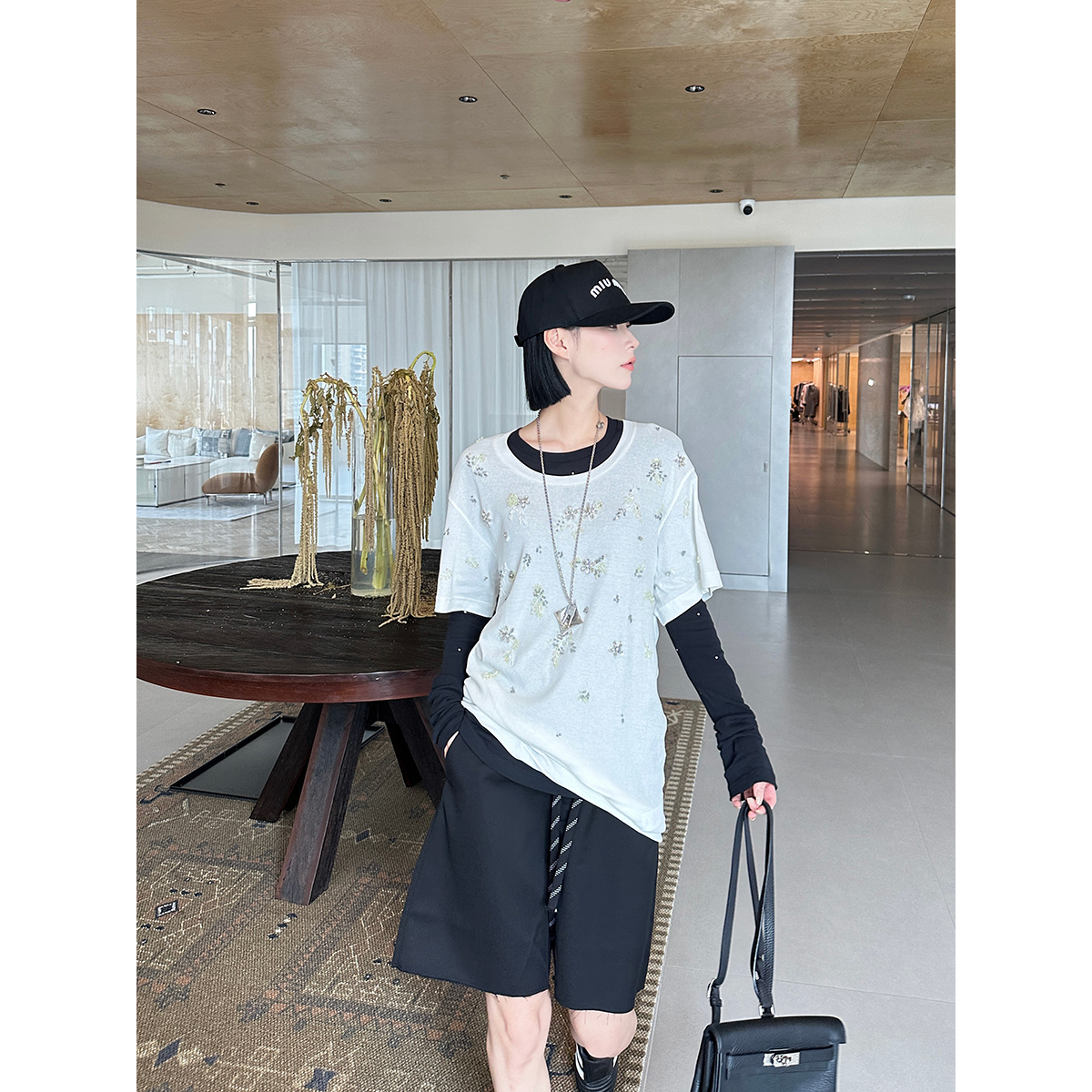 SOLSOL买手店 ETHOR设计师品牌 24秋冬新款 圆领钉珠T恤裙