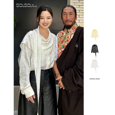 RODERICWONG提花围巾造型衬衫秋
