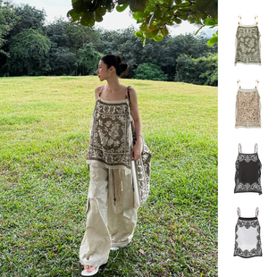 平口印花撞色串珠吊带衫 ODTD25早春 SOLSOL买手店 徐若晗同款