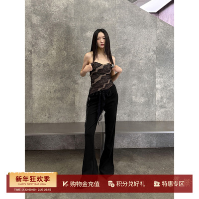 CNLEEWEI秋冬可拆本布低腰喇叭裤