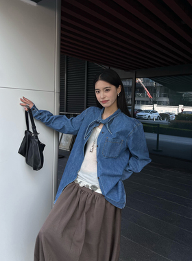 ANDAHALF 设计师品牌 25春夏新品  牛仔系结领衬衫  SOLSOL买手店