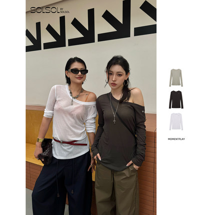MOMENTPLAY 设计师品牌26早秋新款休闲面膜长袖tee  SOLSOL买手店