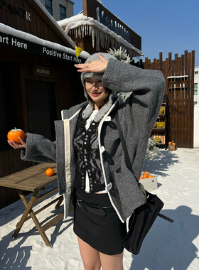 PRONOUNCE 设计师品牌25秋冬新款手工边饰扣袢帽衫外套SOLSOL