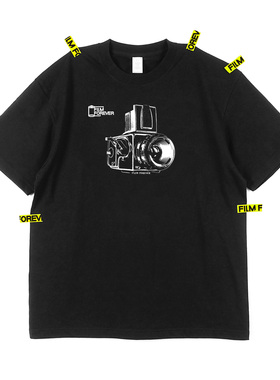 摄影文创220g胶片中画幅单反相机短袖T恤纯棉圆领半袖全棉体恤衫