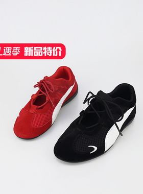 可媚正品2025早秋新品圆头牛猄皮网面拼色系带休闲鞋KC25803-107