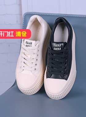 特价II可媚春款圆头牛皮系带休闲鞋松糕底小白鞋女KA24633-128