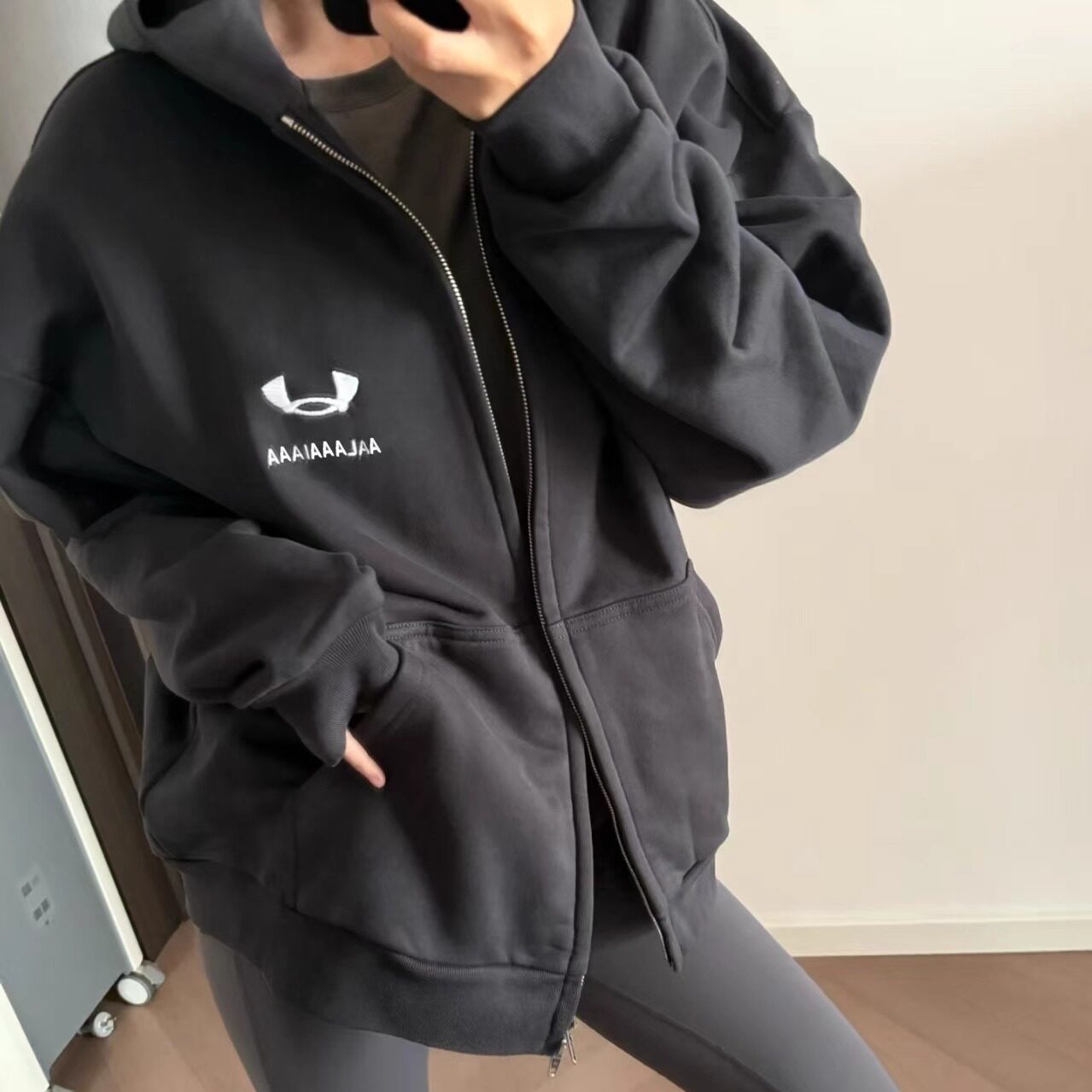 顶配版!巴黎风联名款刺绣字母纯棉连帽衫卫衣男女春秋开衫外套潮