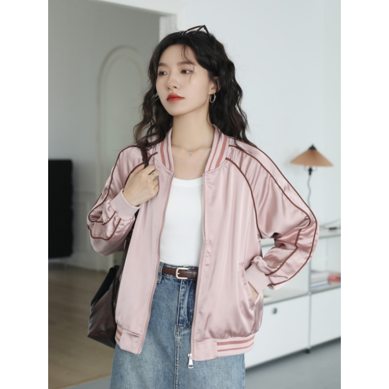 港风棒球服外套女字母刺绣夹克