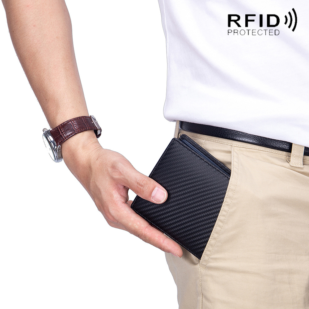 外贸男士钱包真皮 亚马逊欧美日本站短钱夹 多卡位零钱位钱包rfid