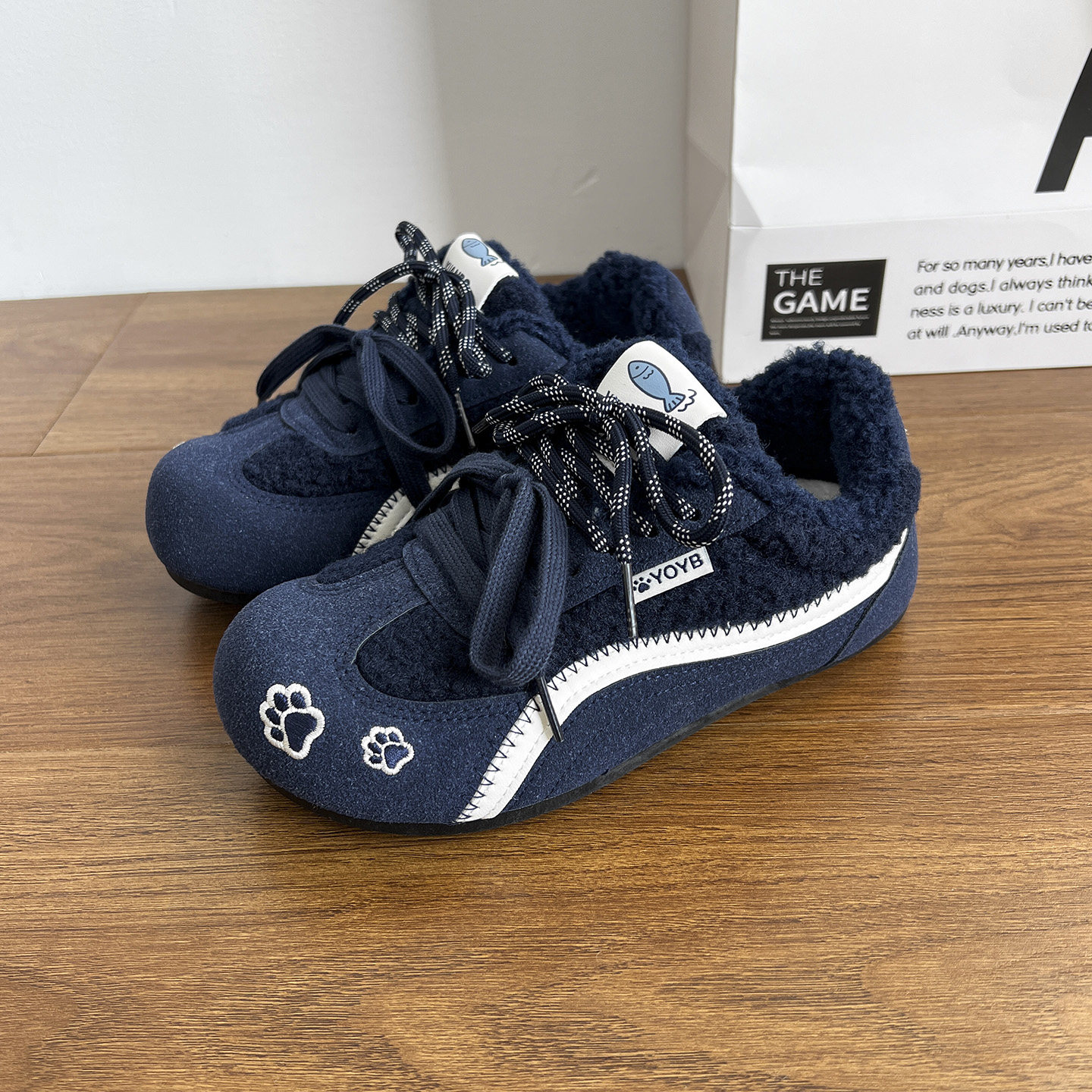 卷毛高百搭厚底德训鞋女2026新款秋冬加绒鞋子蓝色内增高板鞋棉鞋,女鞋,德训鞋,淘宝优惠券,粉丝福利购,淘宝优惠卷