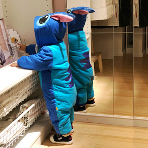 婴儿连体衣加厚加棉衣服冬外出卡通哈衣一岁男宝儿童夹棉造型爬服