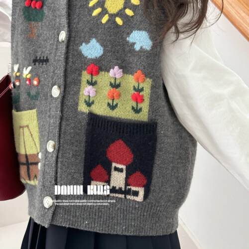 春秋季中大童洋气无袖针织衫马夹