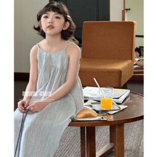 新款 宽松吊带连衣裙 女童夏季 抗皱耐穿色牢度高 嗒囜 色织条纹