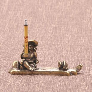 新款黄铜工艺品黄铜渔翁得利香插姜太公钓鱼古玩铜器书房桌面摆件
