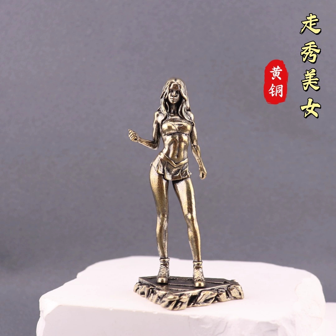 实心黄铜美女模特摆件