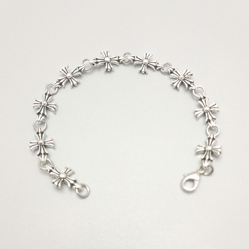 CH克罗十字架复古银女韩版泰银男饰品时尚个性情侣潮款宽手链手链