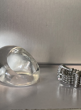 韩版小众皮带扣戒指叠戴天然白水晶夸张食指指环小众高级感配饰