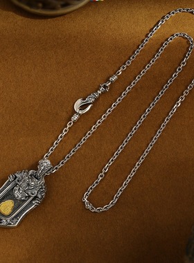 新款龙牌钺刀项链吊坠铜镀泰银复古民族风藏式男款斧头时尚项坠