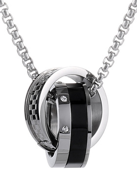 欧美简约钛钢吊坠男女街头嘻哈潮流个性配饰百搭双环扣项链