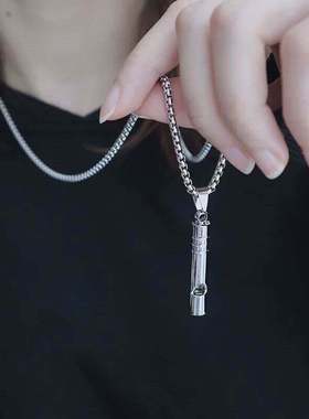 欧美嘻哈个性潮男士哨子项链 简约ins土酷笛子可吹响毛衣链女吊坠